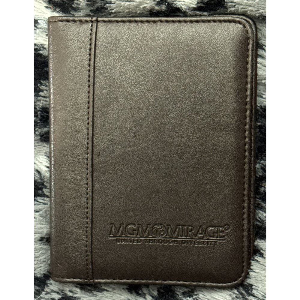 MGM Mirage Brown Faux Leather Pocket Notebook Holder With Embossed Logo
